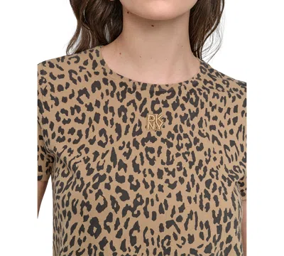 Dkny Jeans Petite Animal Print Short-sleeve T-shirt In Brown