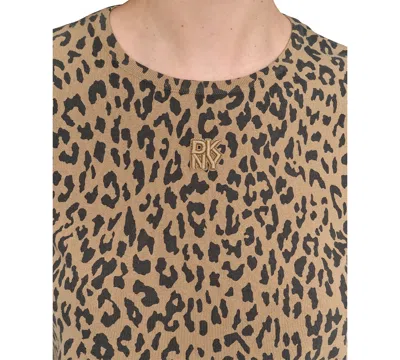 Dkny Jeans Petite Animal Print Short-sleeve T-shirt In Brown