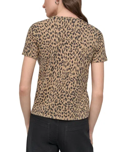 Dkny Jeans Petite Animal Print Short-sleeve T-shirt In Brown