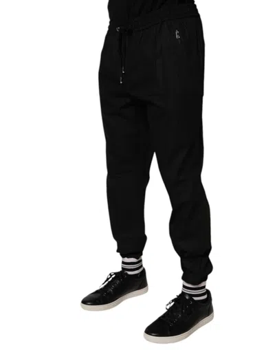 Dolce & Gabbana Black Cotton Men Jogger Sweatmen's Men's Pants In Black