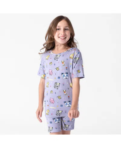 Bellabu Bear Minecraft Pixel Pals Kids 2-piece Short Sleeve & Shorts Pajama Set In Purple