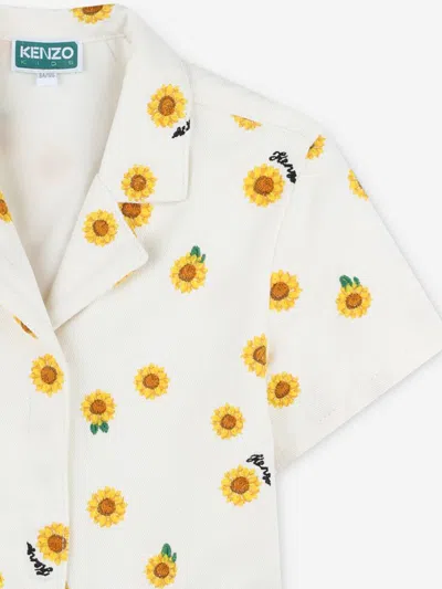 Kenzo Floral-print Cotton Playsuit In Neutral
