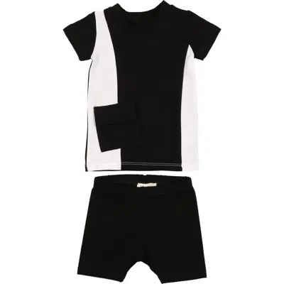 Maniere Manière Colorblock Pocket T-shirt & Shorts Set In Black