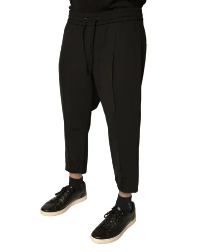 Dolce & Gabbana Black Wool Jogger Jogging Men's Pants In Black
