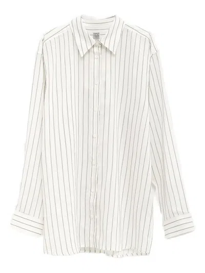 Totême Toteme Classic Stripe Button-up Shirt In White