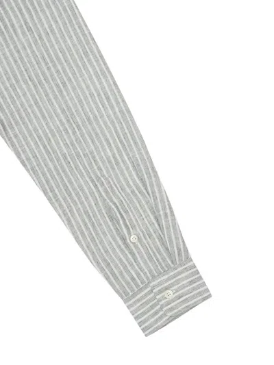 Frescobol Carioca Telles Lined Striped Shirt Dark Olive In Gray