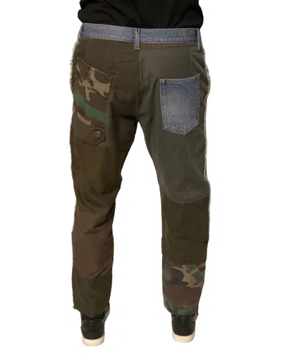 Dolce & Gabbana Blue Tattered Straight Cropped Denim Jeans In Blue