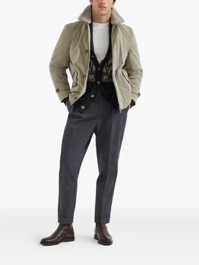 Brunello Cucinelli Tapered Pleated Virgin Wool Trousers