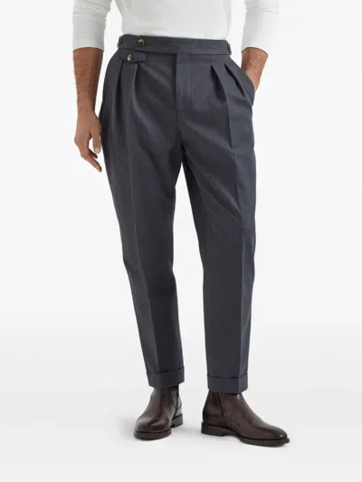 Brunello Cucinelli Tapered Pleated Virgin Wool Trousers