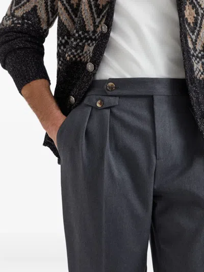 Brunello Cucinelli Tapered Pleated Virgin Wool Trousers