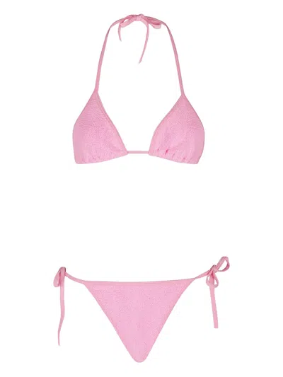 Hunza G Crinkle Triangle Bikini In Pink
