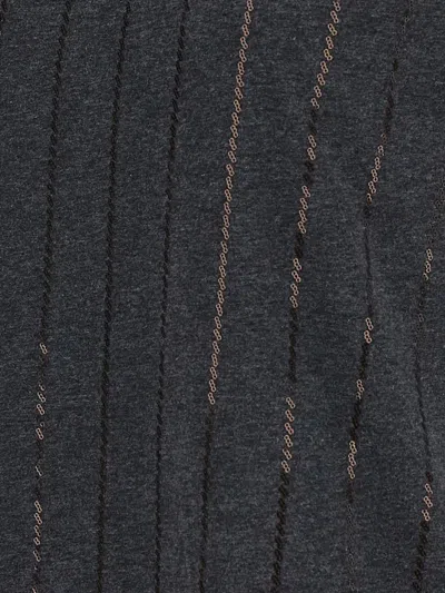 Brunello Cucinelli Dazzling Chalk Stripe Embroidery T-shirt