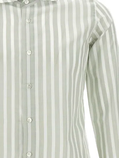 Eleventy Striped Button-up Shirt In Green