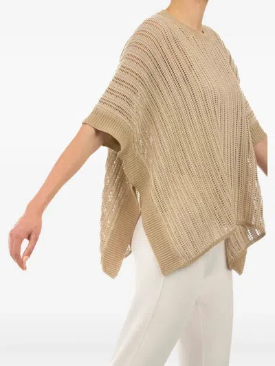 Le Tricot Perugia Open-knit Top In Brown