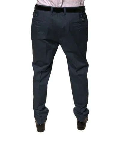 Dolce & Gabbana Dark Blue Cotton Stretch Skinny Men Dress Men's Pants In Blue