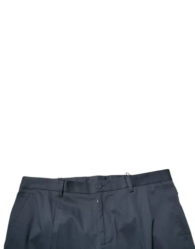Dolce & Gabbana Dark Blue Cotton Stretch Skinny Men Dress Men's Pants In Blue