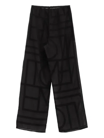 Totême Geometric-pattern Pants In Black