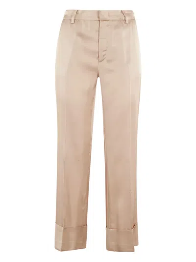 N°21 Zipper Flanged Casual Pants In Neutral