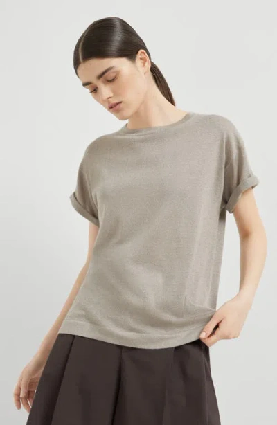 Brunello Cucinelli Cashmere Pullover Woman Sweater Beige Size L Cashmere In Gray