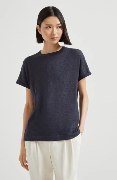 Brunello Cucinelli Cashmere And Silk Lightweight Sweater In Black