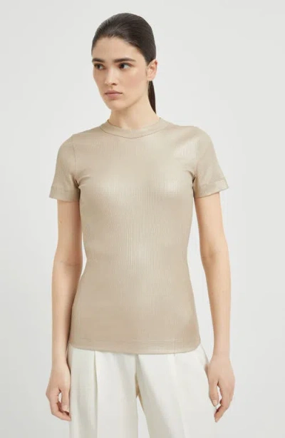 Brunello Cucinelli Stretch-cotton Monili T-shirt In Neutral