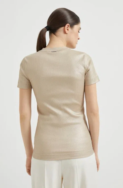 Brunello Cucinelli Stretch-cotton Monili T-shirt In Neutral