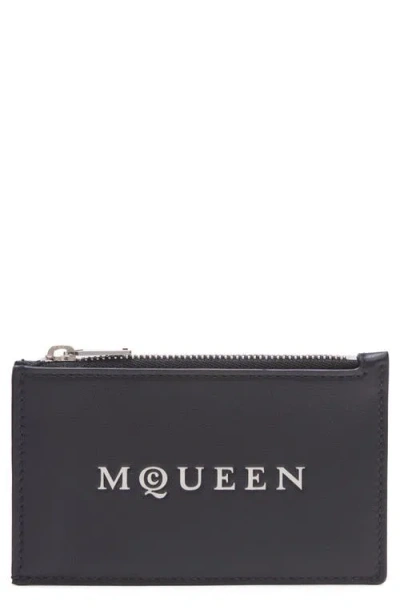 Alexander Mcqueen Mcqueen Logo Leather Zip Card Case