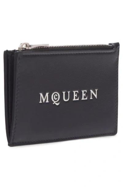 Alexander Mcqueen Mcqueen Logo Leather Zip Card Case