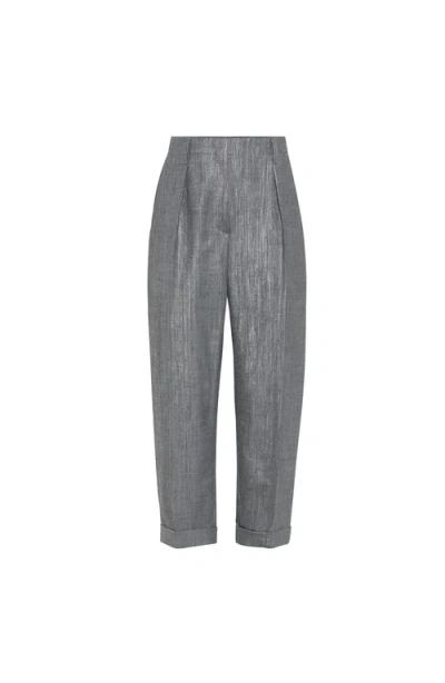 Brunello Cucinelli Sparkling Twill Trousers In Gray