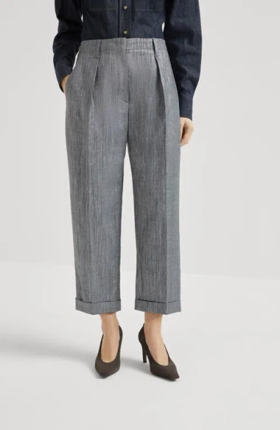 Brunello Cucinelli Sparkling Twill Trousers In Gray