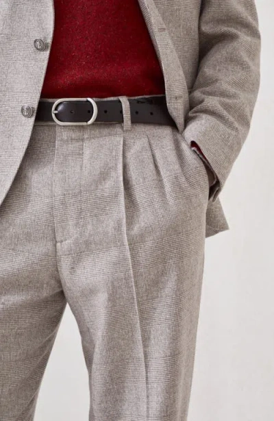Brunello Cucinelli Men Beige Pinstripe Canvas Leisure Fit Trousers