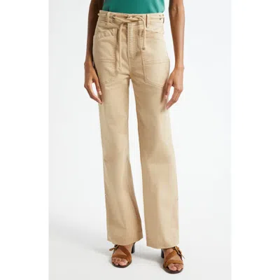 Veronica Beard Heather Rope Drawstring Stretch Cotton Blend Pants In Neutral