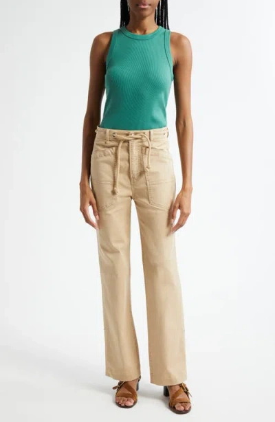 Veronica Beard Heather Rope Drawstring Stretch Cotton Blend Pants In Neutral