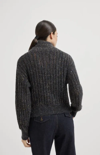 Brunello Cucinelli Dazzling Rib Cardigan In Gray