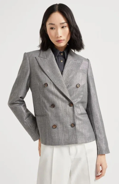Brunello Cucinelli Sparkling Twill Blazer In Gray