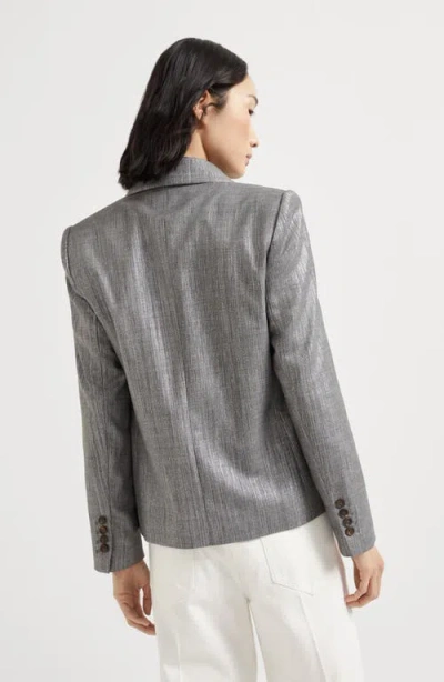 Brunello Cucinelli Sparkling Twill Blazer In Gray