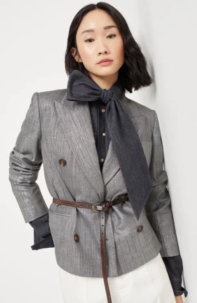 Brunello Cucinelli Sparkling Twill Blazer In Gray