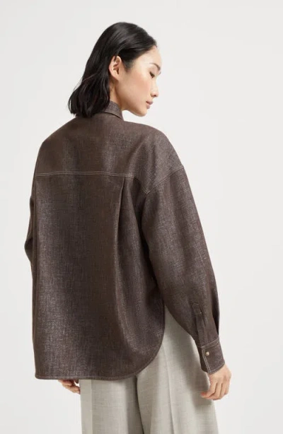 Brunello Cucinelli Sparkling No-fade Denim Shirt In Brown