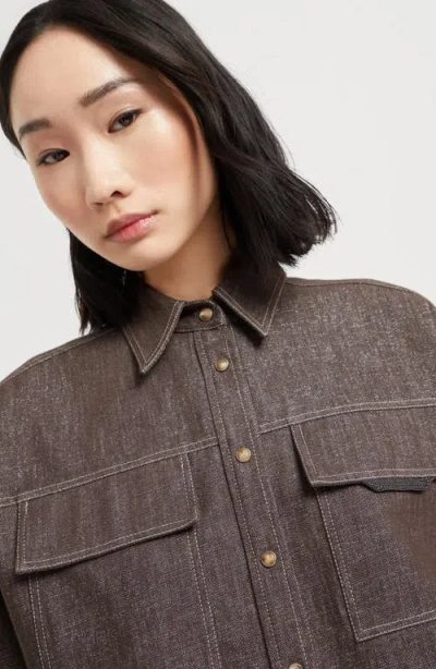 Brunello Cucinelli Sparkling No-fade Denim Shirt In Brown
