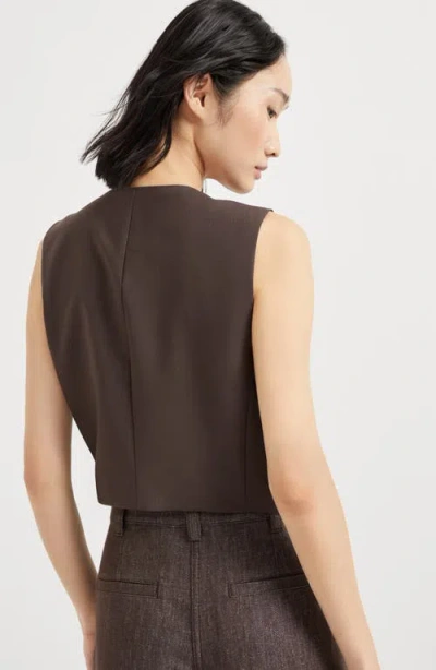 Brunello Cucinelli Tropical Luxury Wool Vest In Brown