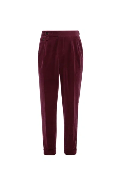 Brunello Cucinelli Trousers With Double Pleats And Tabs In Burgundy
