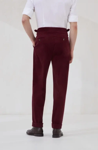 Brunello Cucinelli Trousers With Double Pleats And Tabs In Burgundy