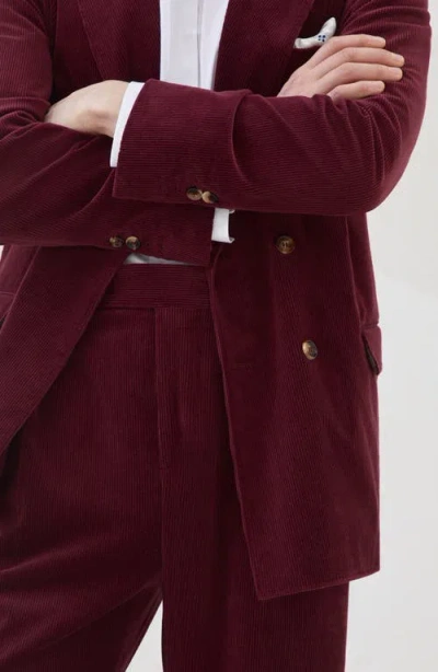 Brunello Cucinelli Trousers With Double Pleats And Tabs In Burgundy