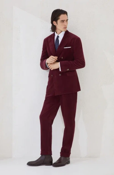Brunello Cucinelli Trousers With Double Pleats And Tabs In Burgundy