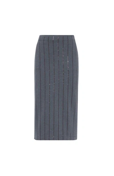 Brunello Cucinelli Sequinned-embellished Midi Skirt In Gray