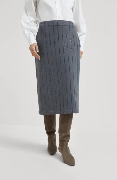 Brunello Cucinelli Sequinned-embellished Midi Skirt In Gray