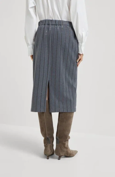 Brunello Cucinelli Sequinned-embellished Midi Skirt In Gray