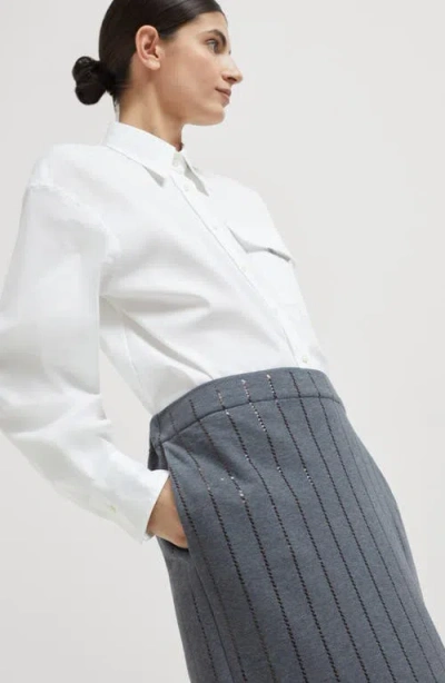 Brunello Cucinelli Sequinned-embellished Midi Skirt In Gray