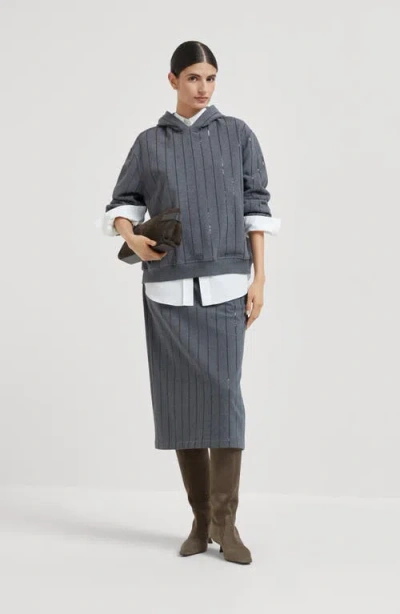 Brunello Cucinelli Sequinned-embellished Midi Skirt In Gray
