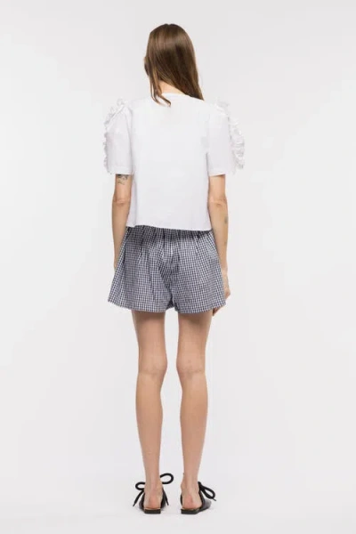 Toit Volant Charlie Bow Ruffle Top In White